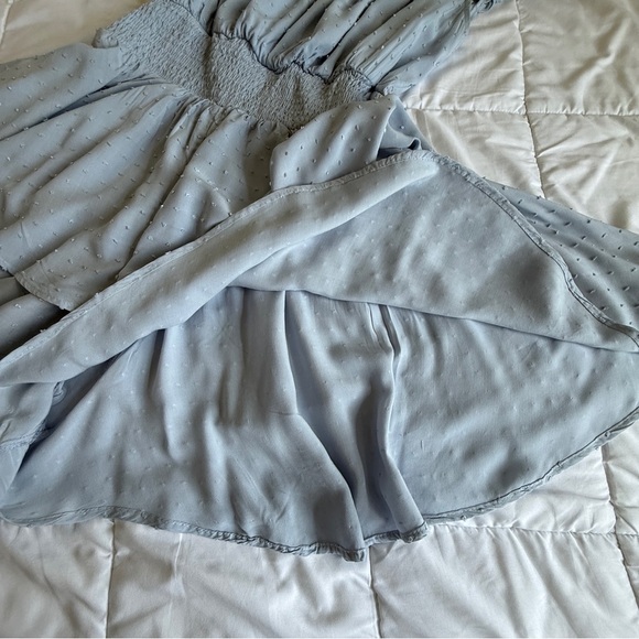 Harper & Ivy Light Blue Swiss Dot Ruffle Romper Size L - Picture 6 of 14